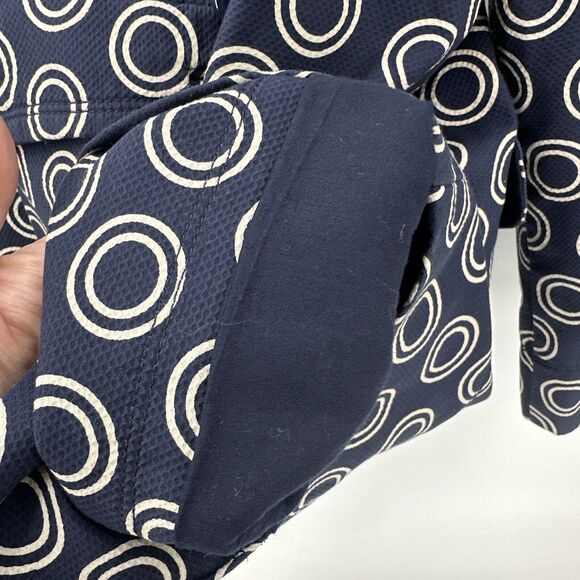 Juicy Couture Jacket Womens Medium Navy Blue Taupe Geometric Pattern - Picture 9 of 9